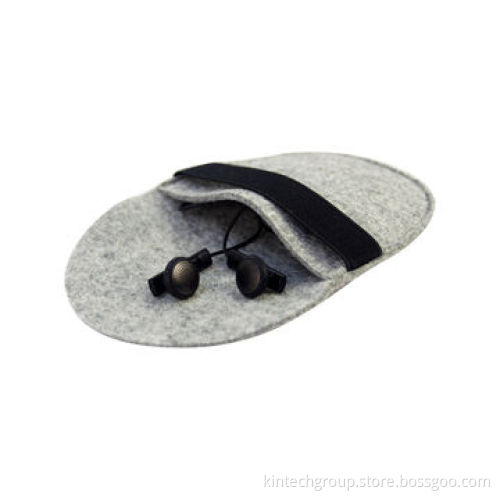 Felt Earphones Bag with Metal Key Ring and Button Closure, Customized Logos are Accepted